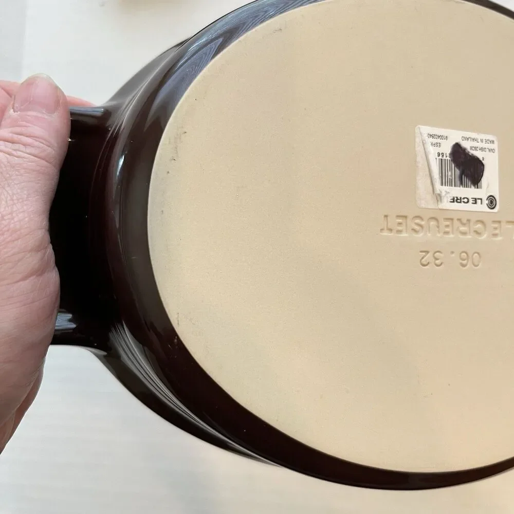 Le Creuset Poterie Oval 11” Espresso Looks Unused Enamel Stoneware Baker 28 cm